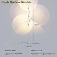Lampe sur pied moderne à LED en métal blanc à 5 lumières réglables pour salon et chambre à coucher
