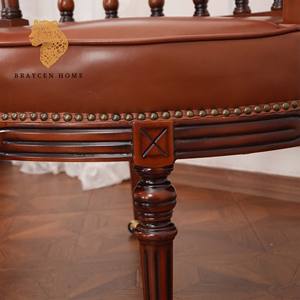 Guangdong Vintage Bruin Leer Kapiteins Directeur Bureaustoel Professor Fauteuils Met Wielen Voor Woonkamer - Product Image 3