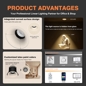 Plafonnier LED anti-éblouissement à angle de faisceau réglable 3000K-6000K, projecteur LED en aluminium orientable pour <span class=keywords><strong>restaurant</strong></span> et salon - Product Image 2