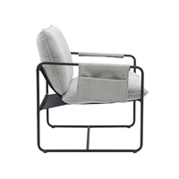 Salon Chambre Lecture Coin Canapé Simple Chaise Gris Fauteuil Accent Chaise Métal Cadre Fauteuil