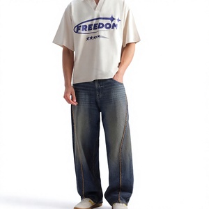 Jeans de Mezclilla para Hombre, Corte Ancho, Lavado Oscuro, Algodón Premium, Corte Regular, Ecológicos, Diseño Personalizado, Moda Urbana - Product Image 1