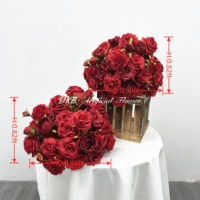 Meilleures ventes DKB, arrangements de roses en soie artificielles réalistes de 80 cm, rouge, rose, blanc, fleurs artificielles en boule, décorations de Noël
