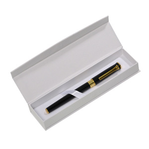 Logo stampato personalizzato chiusura magnetica in cartone rigido bianco Flip Pen penna a sfera firmatario confezione regalo per penna - Product Image 3