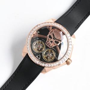 Montre mécanique pour homme de haute qualité avec design ajouré, double tourbillon et boîtier doré étanche au quotidien - Product Image 3