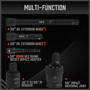 Jeu de douilles en acier Cr-V de 50 pièces, kit de clés à cliquet métriques et SAE pour la réparation et l'entretien automobile, garage - Product Image 4