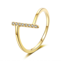 Bague simple en cuivre plaqué or 18 carats avec zircon, bijoux géométriques irréguliers, vente en gros