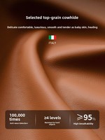 [En cuir de vachette italien de première qualité] Chaise de salle à manger en cuir véritable, style luxe léger, cadre métallique haut de gamme, sans accoudoirs