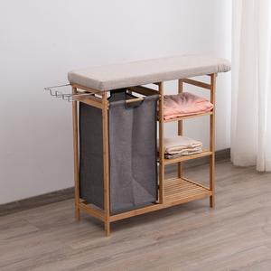 <span class=keywords><strong>Cesto</strong></span> <span class=keywords><strong>Portabiancheria</strong></span> in Bambù Naturale con Cassetto Organizzatore in Tessuto e Asse <span class=keywords><strong>da</strong></span> Stiro - Product Image 2