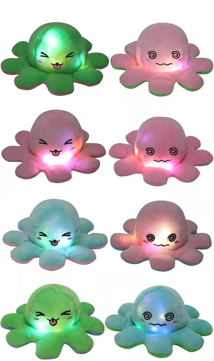 Распродажа, двухсторонняя плюшевая игрушка-осьминог, новинка, креативная блестящая милая мягкая игрушка-Осьминог со светодиодом