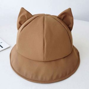 หมวกบักเก็ตทรงชาวประมงลายการ์ตูนหูแมว สีพื้น ผ้าขนสัตว์ 100% ปัก 3 มิติ คุณภาพสูง สำหรับใส่ลำลอง งานปาร์ตี้ ท่องเที่ยว - Product Image 6