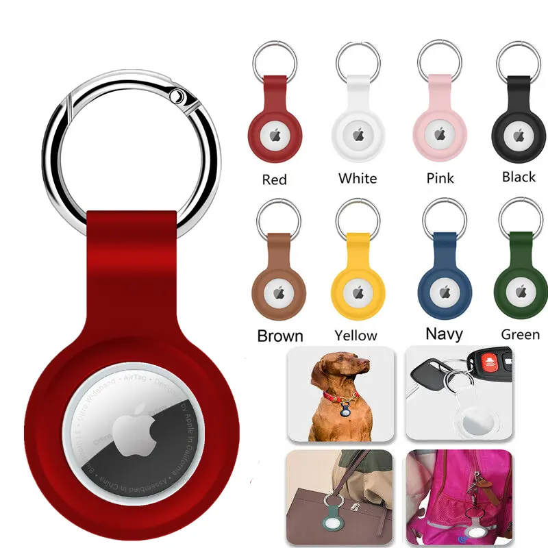 Case For Apple AirTag Case Cover Silicone Loop Holder Keyring Carry Case Keychain Pet Air Tag