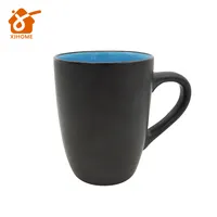 Tazas de café de cerámica personalizadas, tazas de agua de color negro mate, 14oz, alta calidad
