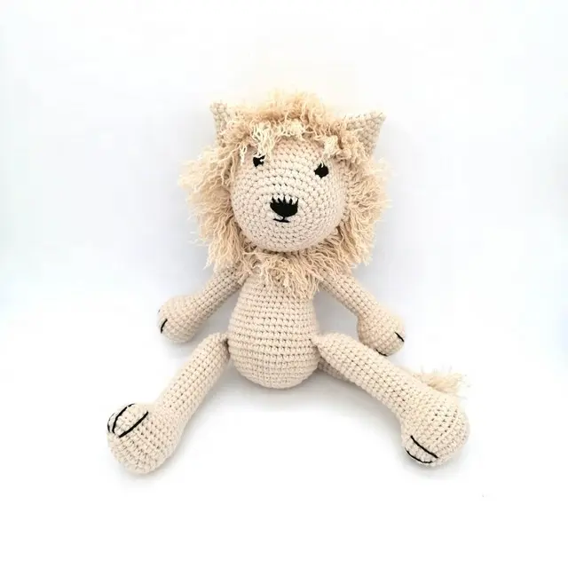 Lion Mainan Buatan Tangan, Mainan Keselamatan Buatan Tangan Kayu Kerincing Bayi Singa Kayu Crochet