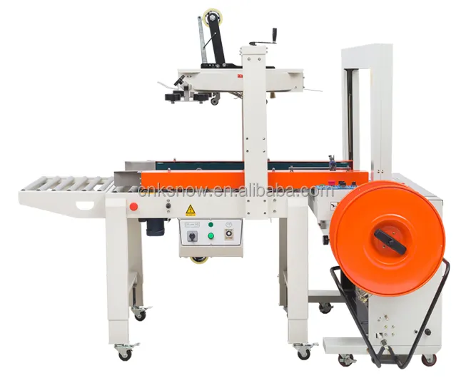 High efficiency semi automatic adhesive tape carton sealing PP belt strapping machine