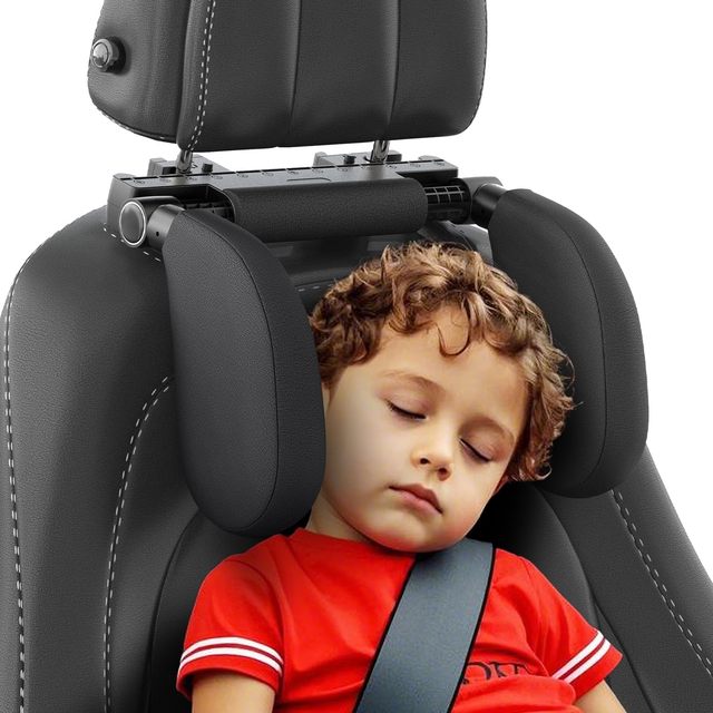 6 Upgraded Car Sleeping Headrest, Memory Foam Neck Pillow with Hooks, Multi-Angle Adjustable Car Seat Side Headrest for Travel