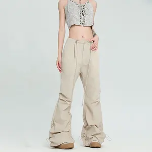 großhandel blanko damen weites bein individuelle vintage baumwolle leichte streetwear aufgeweitet jogger track pants