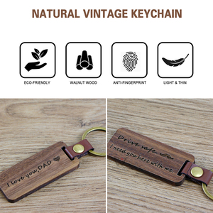 LLavero de madera con forma rectangular para el Día <span class=keywords><strong>del</strong></span> Padre, llavero de Metal para regalo - Product Image 3