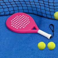 Raqueta de Tenis de Playa Profesional Personalizada con Diamantes, Azul/Rosa, Lujosa y Popular, de Fibra de Carbono 3K/12K/18K, con Red de Poliéster, Ligera