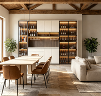 Meuble à vin mural moderne avec éclairage LED, vitrine à liqueurs en verre trempé, meuble de rangement pour bar à domicile sur mesure