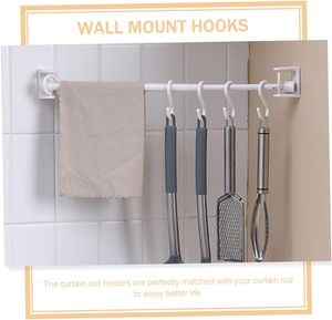 Gancho de anillo giratorio adhesivo fuerte Soporte de barra de cortina para sala de estar Gancho de pared y perchero para uso doméstico - Product Image 2