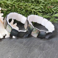 Bracelet jonc pour femme en coquillage blanc d'abalone perlé rectangulaire noir naturel de haute qualité, style classique tendance, vente chaude