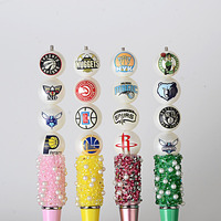 Perles rondes en acrylique mat blanc de 16 mm et 20 mm avec logo d'équipe sportive imprimé, en vrac, pour la fabrication de cordons de téléphone DIY et fournitures d'artisanat pour stylos