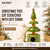 PAIPET Özel Tasarım Noel Ağacı Şeklinde Kedi Tırmalama Direği, Çok Katlı Sisal Kedi Ağacı Kulesi Tırmanma Mobilyası Toptan Satış