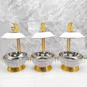 Nuovo Design Lussuoso Scaldavivande Bianco e Oro da 8L in Acciaio Inossidabile con Coperchio a Sospensione per Matrimoni e Feste - Product Image 4
