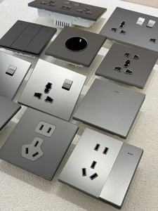 86 loại hiện đại tường ánh sáng Thiết bị chuyển mạch khung thép không gỉ màu xám 250V 146 đôi 13A anh phổ ổ cắm AU EU 16A Châu Âu 45A AC - Product Image 4