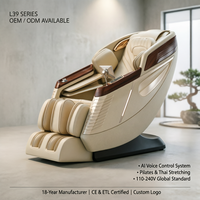 Sillón de Masaje Eléctrico Robótico Profesional L39 de Cuerpo Completo con Riel SL 3D, Voz IA, Calefacción, Gravedad Cero, para Villas y Resorts, OEM, Venta al por Mayor