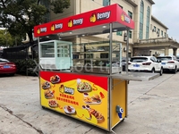 Chariot de service intérieur en acier inoxydable sur roues avec réfrigérateur et présentoir, idéal pour les stands de marché mobiles, les barbecues, les poulets et les snacks