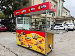 Chariot <span class=keywords><strong>de</strong></span> service intérieur en acier inoxydable sur roues avec réfrigérateur et présentoir, idéal pour les stands <span class=keywords><strong>de</strong></span> marché mobiles, les barbecues, les poulets et les snacks - Product Image 3