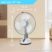 Ventilateur de table solaire portable de 14 pouces avec batterie, panneau solaire et USB, ventilateur rechargeable, refroidisseur d'air, ventilateur de table pour la maison