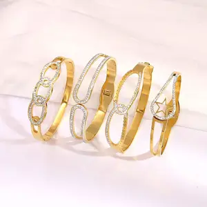 Jinyun Wholesale Stainless Steel Fashion 18k Gold Gold Diamond Bangle Hollow Star Bracelet Jewelry Bracelet Famous Brands Bangle