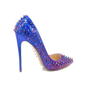 Rivetti sfumati blu viola con punta a punta su misura <span class=keywords><strong>scarpe</strong></span> con tacco alto da donna Sexy 12cm/10cm/8cm/6cm - Product Image 2