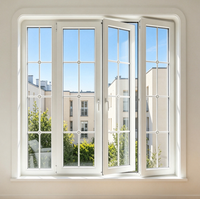 Ventana Abatible de PVC Blanca a Medida con Rejilla Decorativa, Triple Acristalamiento, Herrajes Alemanes, Insonorizada para Casa o Villa