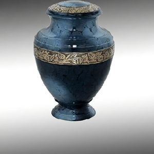 Blue Aluminum Cremation Urn Engraved Memorial <b>Keepsake</b> Tabletop <b>Ashes</b> Coffer Custom Commemoration Urn - Indian Home Crafts - Product Image 3