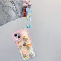 Perle Bracelet Chaîne Support de Téléphone étui pour iphone 15 16 17 14 13 12 11 Pro Max Plus XS XR 3D Arc-En-Ciel Support Support Stand Couverture