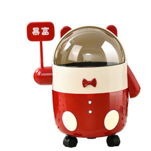 GREENSIDE, cubo de basura doméstico con tema de dibujos animados, ruedas, Cubo de almacenamiento de plástico para dormitorio, sala de estar, cubo sanitario sellado para niños - Product Image 6