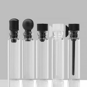 0,5 ml 1mL 2ml 3ml 5ml <span class=keywords><strong>Mini</strong></span> probador de Perfume botella de vidrio muestra transparente viales de vidrio de aceite esencial con cuentagotas de plástico negro - Product Image 3