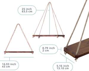 Comfify Étagères Suspendues pour Mur-Lot de 2 Étagères Rustiques Farmhouse Boho <span class=keywords><strong>avec</strong></span> String 17x5.2 Épais Distressed, Torched Look Rea - Product Image 3