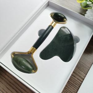 Pietra cosmica nefrite giada strumento di massaggio del viso Gua Sha cura del corpo rullo massaggiatore viso e pettine - Product Image 6