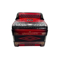 Accordéon diatonique professionnel 34 boutons 12 basses 3 registres Corps rouge et noir Grille noire et argentée Boutons noirs JB3412C