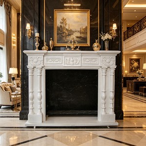 Cheminée d'Intérieur Style Europé<span class=keywords><strong>en</strong></span> <span class=keywords><strong>en</strong></span> <span class=keywords><strong>Pierre</strong></span> Coulée, Autoportante, <span class=keywords><strong>en</strong></span> Marbre et Bois, pour Chauffage Extérieur/Intérieur, Décorative, <span class=keywords><strong>Taille</strong></span> Personnalisée - Product Image 3