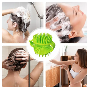 Masajeador de Cuero Cabelludo de Silicona con Paja de Trigo, Cepillo Exfoliante Antideslizante con Cerdas Suaves, Cepillo de Lavado Extraíble para Uso Corporal, Totalmente Natural - Product Image 3