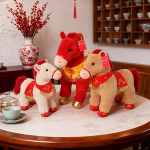 Caballo de Peluche de la Suerte Estilo Chino con Bufanda Roja de Bendición, Muñeco de Peluche Suave Hipoalergénico de Poliéster, Regalo Festivo - Product Image 2