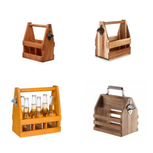 Barquette à <span class=keywords><strong>bière</strong></span> en bois pour 6 bouteilles, porte-bouteilles en bambou avec poignée en bois pour Russie Krusovice <span class=keywords><strong>Warsteiner</strong></span> - Product Image 2