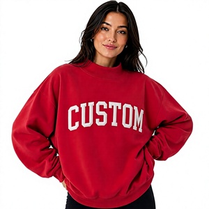 Sweat-shirt à col montant surdimensionné pour femme, couleur rouge, best-seller, tissu polaire, qualité supérieure, fabricant en gros, service OEM - Product Image 1