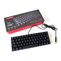 Portable Office Design T-WOLF T61 60% Mini Wired Gaming Keyboard Mini 61 Key RGB Light Effect USB Connection Mechanical Keyboard