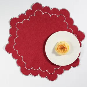 桌面刺绣餐垫100% 涤纶餐垫浪漫晚餐布置装饰